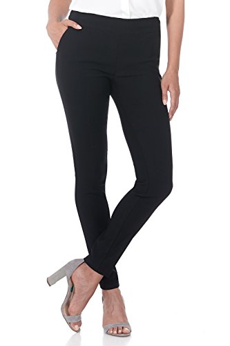 Rekucci Damen Hosen, Bequem anzuziehende Moderne Stretchhose Skinny-Schnitt mit Bauch-Weg-Einsatz (34 Kurz, Schwarz) von Rekucci