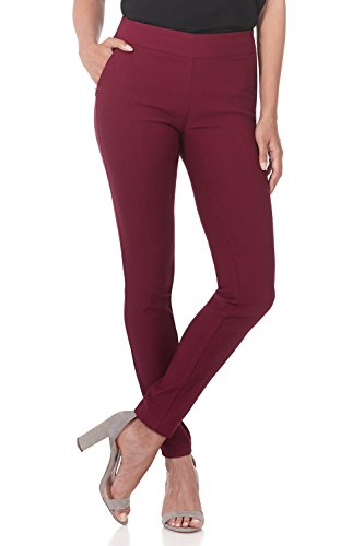 Rekucci Damen Hosen, Bequem anzuziehende Moderne Stretchhose Skinny-Schnitt mit Bauch-Weg-Einsatz (38, Burgunder) von Rekucci