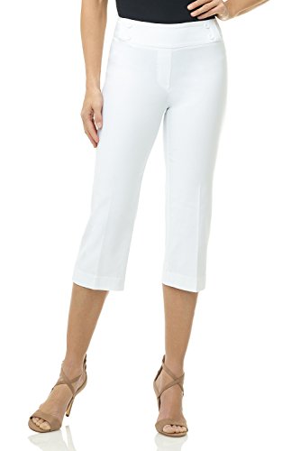 Rekucci Damenhose Ease into Comfort Capri mit Knopf-Detail (38, Weiss) von Rekucci