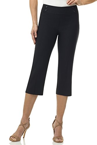 Rekucci Damenhose Ease into Comfort Capri mit Knopf-Detail (40, Schwarz) von Rekucci