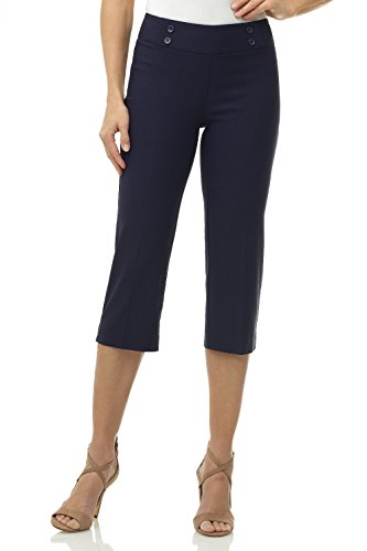 Rekucci Damenhose Ease into Comfort Capri mit Knopf-Detail (42, Marine) von Rekucci