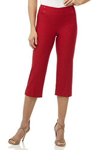 Rekucci Damenhose Ease into Comfort Capri mit Knopf-Detail (46, Rot) von Rekucci