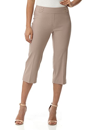 Rekucci Damenhose Ease into Comfort Capri mit Knopf-Detail (50, Khaki) von Rekucci