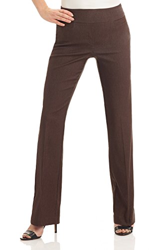 Rekucci Bequeme Hose Damen, Hineinschlüpfen Bootcut Hosen Damen (34 Kurz, Braune Mischung) von Rekucci