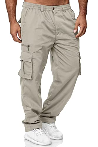 Herren Outdoor Cargohose Leichte Taktische Hose Wandern Jogger Klassische Passform Multi Taschen, Beige Grau, 3XL von Rela Bota