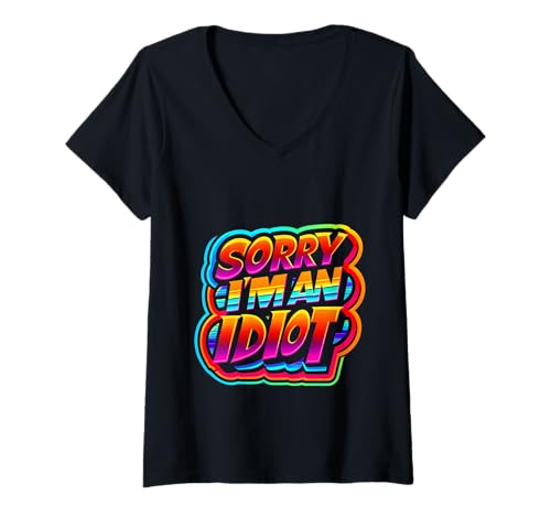Damen Sorry I'm An Idiot Entschuldigung Humor Sarkasmus ||||- T-Shirt mit V-Ausschnitt Damen Sorry I'm An Idiot Entschuldigung Humor Sarkasmus ||||- T-Shirt mit V-Ausschnitt von Relatable Entschuldigung Humor