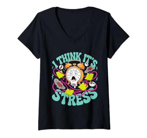Damen I Think It's Stress Erschöpftes müde Denken T-Shirt mit V-Ausschnitt Damen I Think It's Stress Erschöpftes müde Denken T-Shirt mit V-Ausschnitt von Relatable Mind Stress Humor