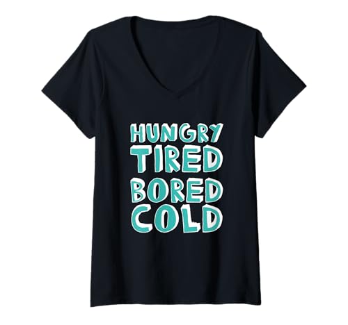 Damen Hungriger Müder Gelangweilter Kalter Lustiger Stimmungsstudent T-Shirt mit V-Ausschnitt Damen Hungriger Müder Gelangweilter Kalter Lustiger Stimmungsstudent T-Shirt mit V-Ausschnitt von Relatable Student Life Struggles