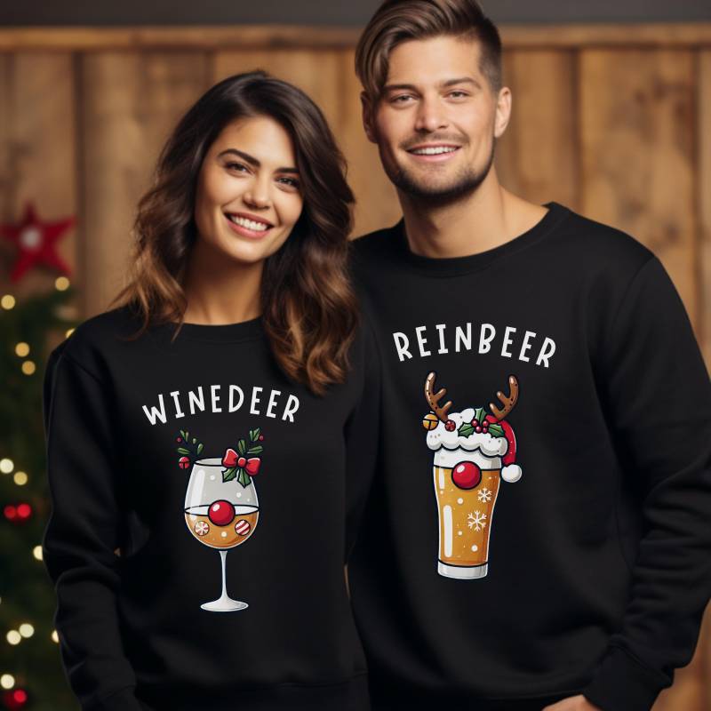 Winedeer Reinbeer Sweatshirt, Weihnachtspullover Für Paare, Weihnachts Paar Pullover, Rentier Partnerlook Weihnachten Winedeer Reinbeer Sweatshirt, Weihnachtspullover Für Paare, Weihnachts Paar Pullover, Rentier Partnerlook Weihnachten von RelatableStds