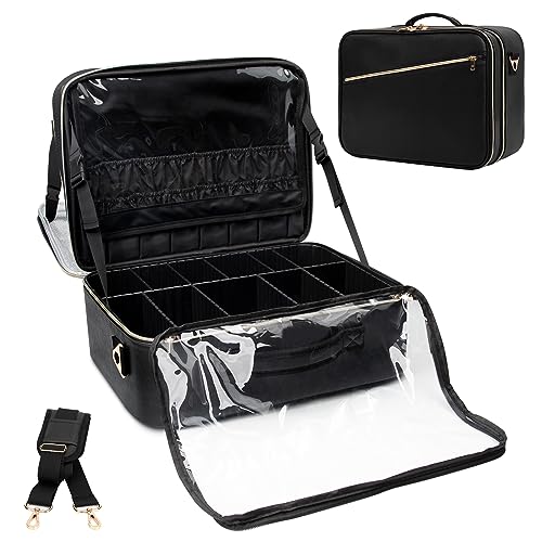 Extra Große Kosmetikkoffer, Reise Makeup Organizer Tasche Kosmetische Fall Tragbare Make up Künstler Aufbewahrungstasche mit Waschbarem Plastikteiler Wärmeisolierungsschicht für Lippenstift von Relavel