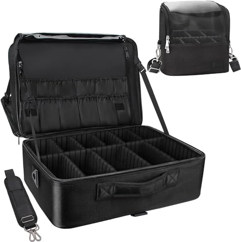 Relavel Extra Large Kosmetikkoffer mit 4-Pcs Make-up Taschen, Professionelle Beauty Case Set, Portable Reise Kosmetik Organizer mit Justierbaren Teilern (Kosmetikkoffer + Medium Pinselhalter) von Relavel