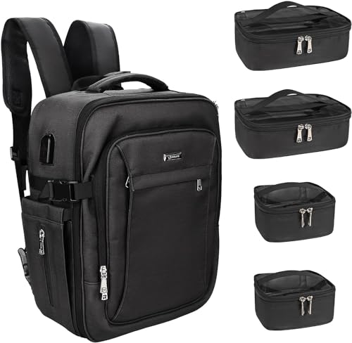 Relavel Make-up-Organizer-Set, Make-up-Rucksack mit großer Pinseltasche, professioneller Kosmetikkoffer mit Pinselhalter, Reise-Organizer, Setzen Sie einen, Make-up-Rucksack mit 4 transparenten von Relavel