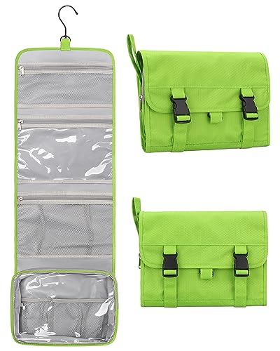 Relavel Reise-Kulturbeutel zum Aufhängen für Männer und Frauen, Reise-Set, Rasiertasche, wasserdicht, große Make-up-Tasche, Waschtasche, Make-up-Organizer, Kosmetiktasche für Badezimmer, Dusche, Grün von Relavel