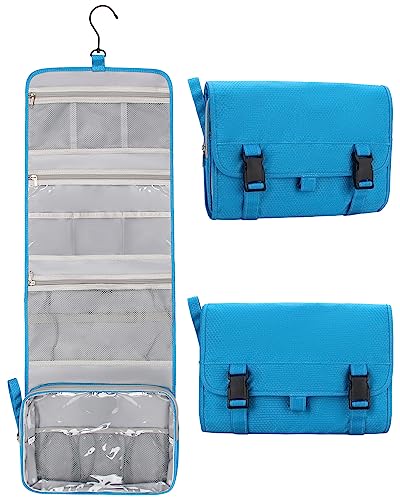 Relavel Reise-Kulturbeutel zum Aufhängen für Männer und Frauen, Reise-Set, Rasiertasche, wasserdicht, große Make-up-Tasche, Waschtasche, Make-up-Organizer, Kosmetiktasche für Badezimmer, Dusche, Blau, von Relavel