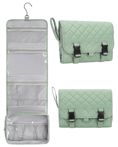 Relavel Reise-Kulturbeutel zum Aufhängen für Männer und Frauen, Reise-Set, Rasiertasche, wasserdicht, große Make-up-Tasche, Waschtasche, Make-up-Organizer, Kosmetiktasche für Badezimmer, Dusche, Grün von Relavel