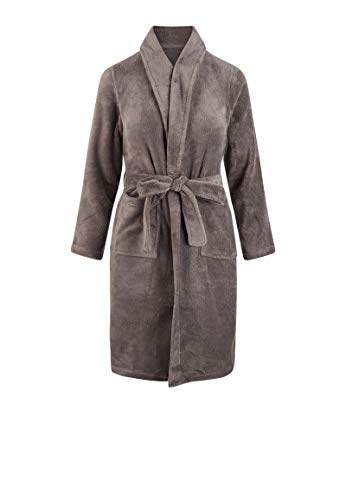 Relax Company - Fleece Kinderbademantel mit Namen Bestickt - Kinder - Mädchen/Jungen - Bademantel Kinder mit Stickerei personalisiert - Hellgrau - 152/158 - SKU 927-RC von Relax Company