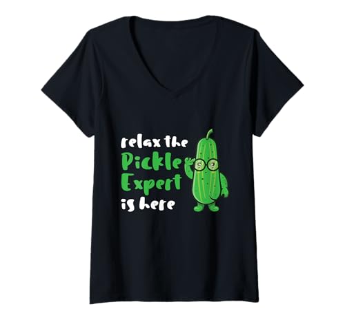 Damen Relax The Pickle Expert is Here Gemüse Gurken Gurke T-Shirt mit V-Ausschnitt Damen Relax The Pickle Expert is Here Gemüse Gurken Gurke T-Shirt mit V-Ausschnitt von Relax The Pickle Expert is Here