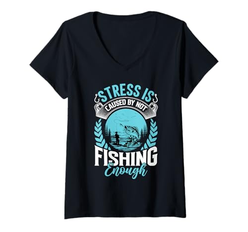 Damen Stress Wird durch Nicht genug Angeln verursacht T-Shirt mit V-Ausschnitt Damen Stress Wird durch Nicht genug Angeln verursacht T-Shirt mit V-Ausschnitt von Relax and Cast Fishing Apparel