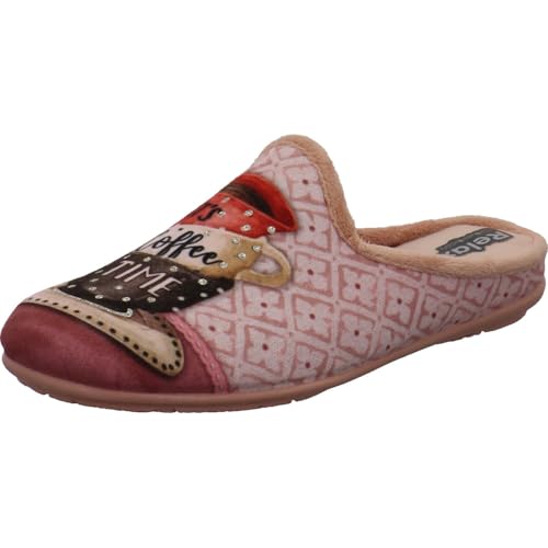 Relax It's Coffee Time Hausschuh für Damen in Rosa mit Tassen und Glitzer Steinen. rosa Gr. 35 von Relax