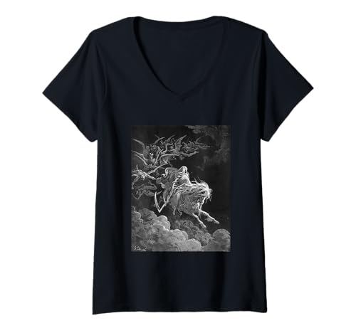 Damen Die Vision des Todes von Gustave Dore (1868) T-Shirt mit V-Ausschnitt von RelaxArtWorld