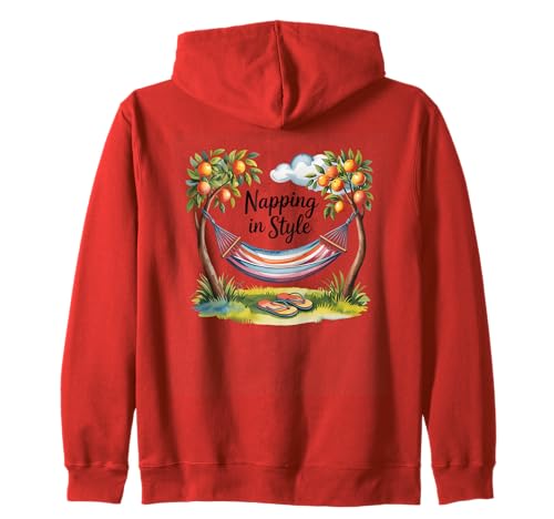 Napping In Style Hängematte Flip Flops Bild Kapuzenjacke von Relaxation Hammock Orange Trees Summer