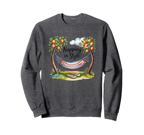 Napping In Style Hängematte Flip Flops Bild Sweatshirt von Relaxation Hammock Orange Trees Summer