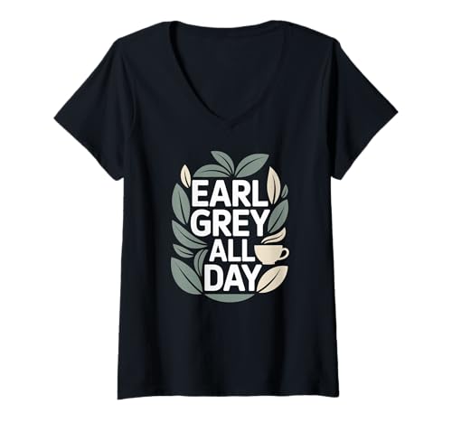 Damen Earl Grey Tea Lovers Delight für den ganzen Tag T-Shirt mit V-Ausschnitt Damen Earl Grey Tea Lovers Delight für den ganzen Tag T-Shirt mit V-Ausschnitt von Relaxation Tea Enthusiasts Sips