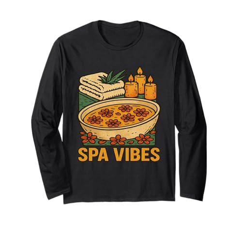 Spa Scene Kerzen Blumen Handtücher Tranquil Vibes Langarmshirt Spa Scene Kerzen Blumen Handtücher Tranquil Vibes Langarmshirt von Relaxation Vibes