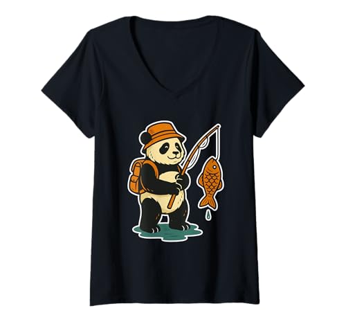 Damen Just Vibin' Like a Panda Lustige Tier-Zen-Grafik T-Shirt mit V-Ausschnitt Damen Just Vibin' Like a Panda Lustige Tier-Zen-Grafik T-Shirt mit V-Ausschnitt von Relaxed Panda Humor Vibes Apparel
