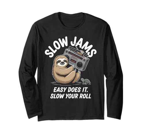 Lustiger Spruch Slow Jams Easy Does It Chill Humor Women Men Langarmshirt Lustiger Spruch Slow Jams Easy Does It Chill Humor Women Men Langarmshirt von Relaxed Turtle Music Vintage Groove Mood Wife Dad