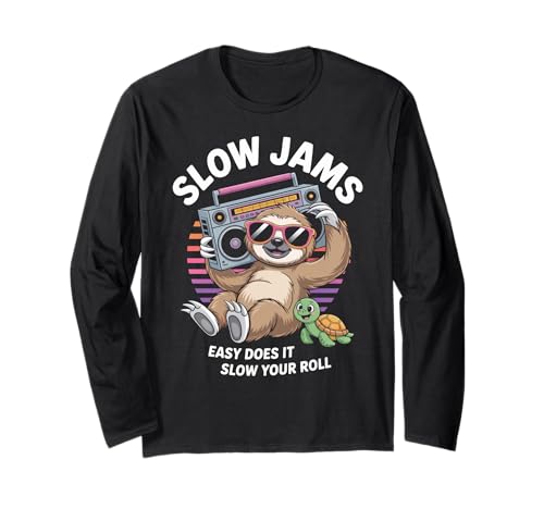 Lustiger Spruch Slow Jams Easy Does It Chill Humor Women Men Langarmshirt Lustiger Spruch Slow Jams Easy Does It Chill Humor Women Men Langarmshirt von Relaxed Turtle Music Vintage Groove Mood Wife Dad