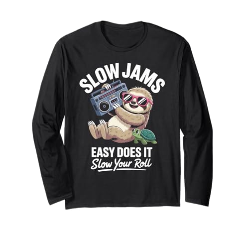 Lustiger Spruch Slow Jams Easy Does It Chill Humor Women Men Langarmshirt Lustiger Spruch Slow Jams Easy Does It Chill Humor Women Men Langarmshirt von Relaxed Turtle Music Vintage Groove Mood Wife Dad
