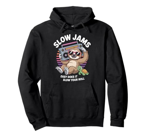 Lustiger Spruch Slow Jams Easy Does It Chill Humor Women Men Pullover Hoodie von Relaxed Turtle Music Vintage Groove Mood Wife Dad