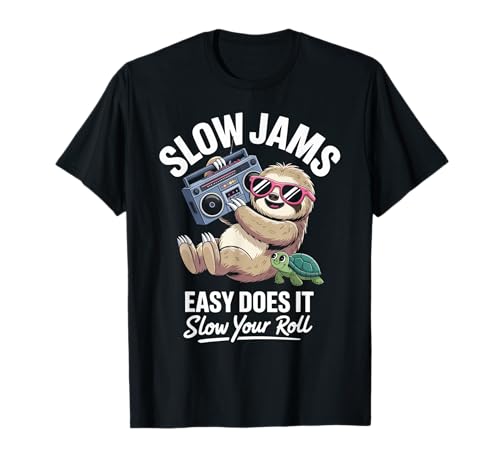 Lustiger Spruch Slow Jams Easy Does It Chill Humor Women Men T-Shirt von Relaxed Turtle Music Vintage Groove Mood Wife Dad