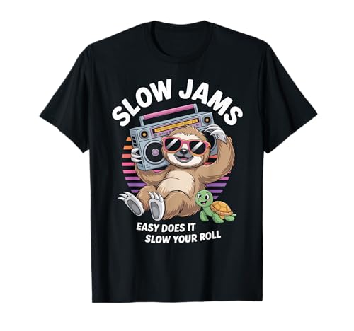 Lustiger Spruch Slow Jams Easy Does It Chill Humor Women Men T-Shirt von Relaxed Turtle Music Vintage Groove Mood Wife Dad