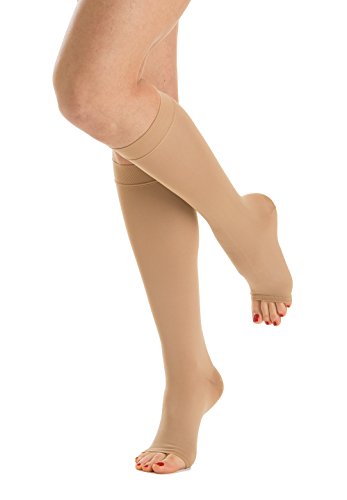 Relaxsan M1150A (Beige, Gr.4) Medizinische Kniestrümpfe aus Mikrofasern Klasse 1 - K1 offene Zehe von Relaxsan