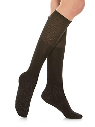 Relaxsan 550L (Schwarz, Gr.6) Socken für Diabetiker Herren und Damen, Kniestrümpfe ohne Naht, ohne Gummi, Baumwolle und Silber von Relaxsan