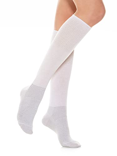 Relaxsan 550L (Weiß, Gr.4) Socken für Diabetiker Herren und Damen, Kniestrümpfe ohne Naht, ohne Gummi, Baumwolle und Silber von Relaxsan