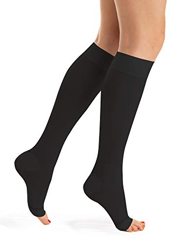 Relaxsan Antiembolism M1350A (1 Paar - Schwarz, L) Thrombosestrümpfe Damen und Herren 25-32 mmHg, kompression kniestrümpfe Unisex, Klasse2 von Relaxsan