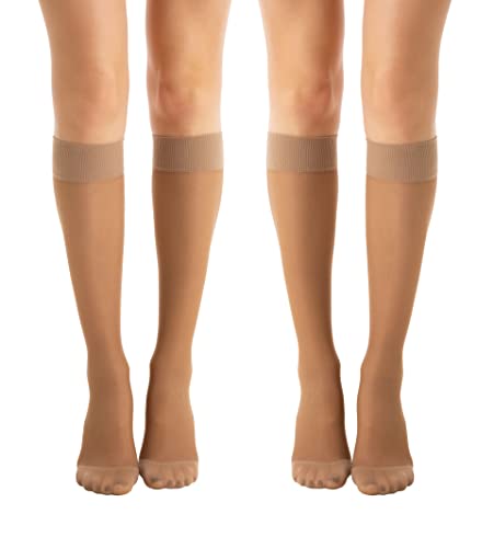 Relaxsan Basic 850 (2 Paare - Braun 1/S) Stützstrümpfe Damen 18-22 mmHg, Kompressionskniestrümpfe 140 Den von Relaxsan