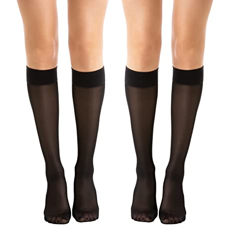 Relaxsan Basic 850 (2 Paare - Schwarz 5/XXL) Stützstrümpfe Damen 18-22 mmHg, Kompressionskniestrümpfe 140 Den von Relaxsan