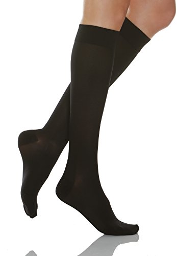 Relaxsan Basic 950 (1 Paar - Schwarz 5/XXL) Kompressionskniestrümpfe Damen 22-27 mmHg, Kompressionsstrümpfe 280 Den von Relaxsan