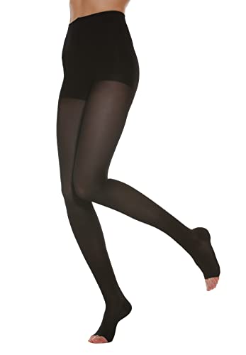 Relaxsan Basic 980A (Schwarz 4/XL) Kompressionsstrümpfe Damen 22-27 mmHg, mit offener Spitze, Stützstrümpfe 280 Den von Relaxsan