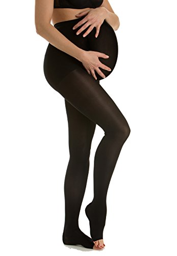 Relaxsan M1090A (Schwarz 2-M) Medizinische Schwangerschaftstützstrumpfhose aus Baumwolle Klasse 1 - K1 offene Zehe von Relaxsan