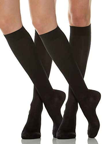 Relaxsan Mikrofasern 750M (2 Paare - Schwarz 3/L) Kompressionssocken Damen 12-17 mmHg, Kompressionsstrümpfe 70 Den von Relaxsan