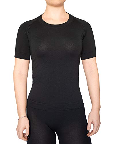 Relaxsan Zero 3210 (Schwarz, S) Thermo Unterhemd Damen Kurzarm Thermounterwäsche Ultraleicht atmungsaktiv aus Dryarn-Faser und Merinowolle von Relaxsan