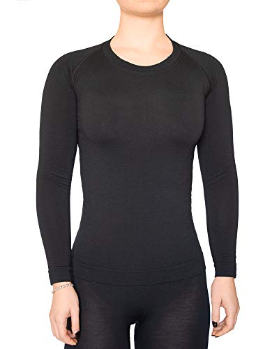 Relaxsan Zero 3220 (Schwarz, S) Thermo Unterhemd Damen Langarm Thermounterwäsche Ultraleicht atmungsaktiv aus Dryarn-Faser und Merinowolle von Relaxsan