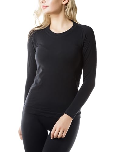 Relaxsan Zero 3220 (Schwarz, XS) Thermo Unterhemd Damen Langarm Thermounterwäsche Ultraleicht atmungsaktiv aus Dryarn-Faser und Merinowolle von Relaxsan