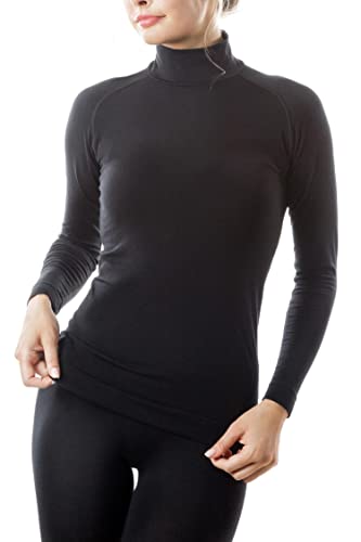 Relaxsan Zero 3230 (Schwarz, L) Frauen Thermo-Rollkragenpullover Langarm Rollkragenpullover-Merinowolle von Relaxsan