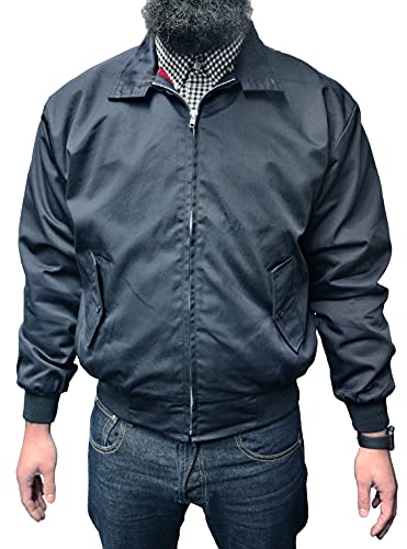 Relco Harrington Jacke Dunkelblau mit Futter Tartan Rot - XL von Relco